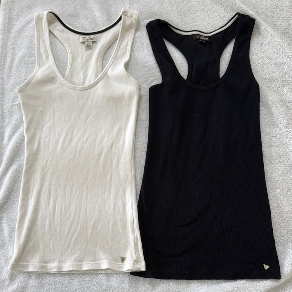 Guess Jeans Women's Black and White Tank Tops